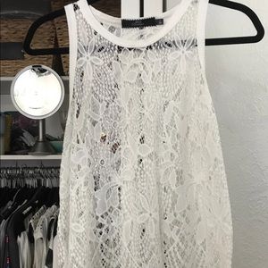 BKE Boutique Lace scalloped tank